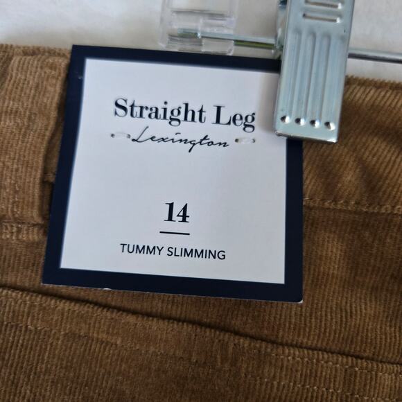 Charter Club Lexington Straight Corduroy Pants Womens 14 tan jeans 0744 - Picture 9 of 11